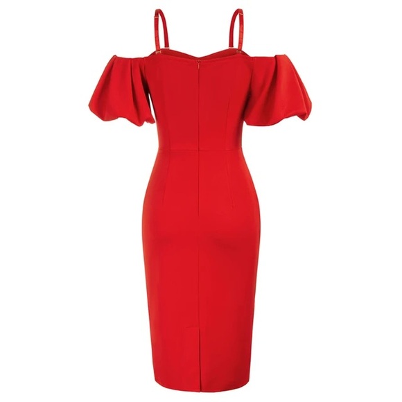 Belle Poque NWT Off Shoulder Lantern Sleeve Dress Size Medium - Picture 3 of 10